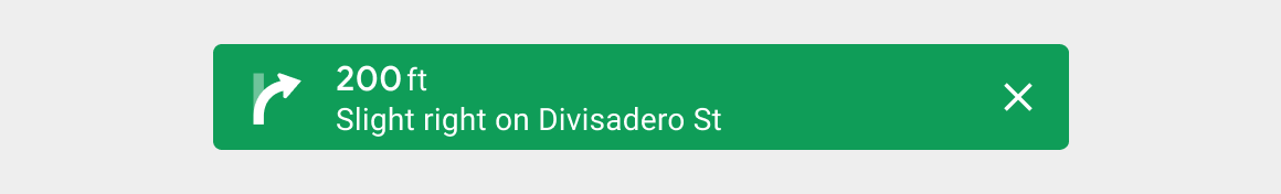 Notification de navigation informant l&#39;utilisateur qu&#39;il doit tourner à droite dans 60 mètres