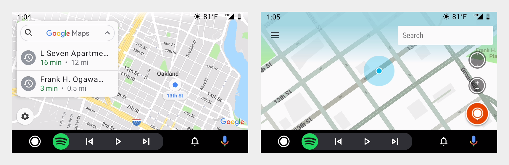 Capturas de tela de apps de navegação