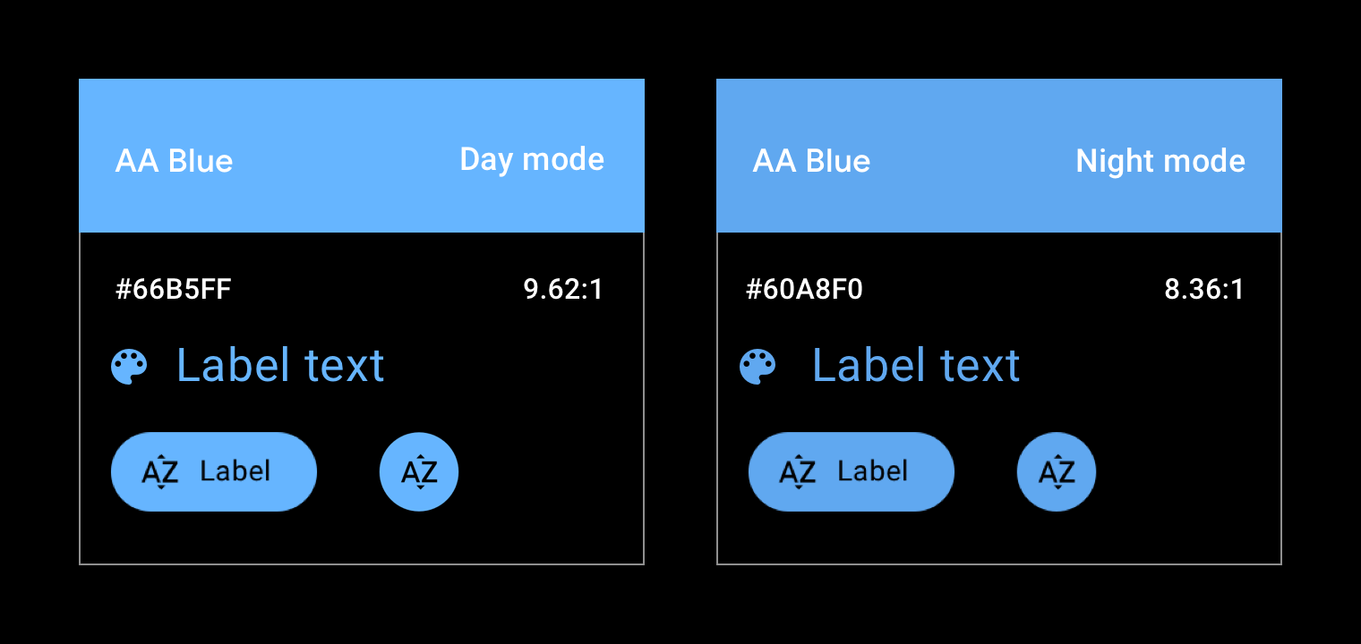 Ejemplo de color de los elementos destacados de un automóvil azul