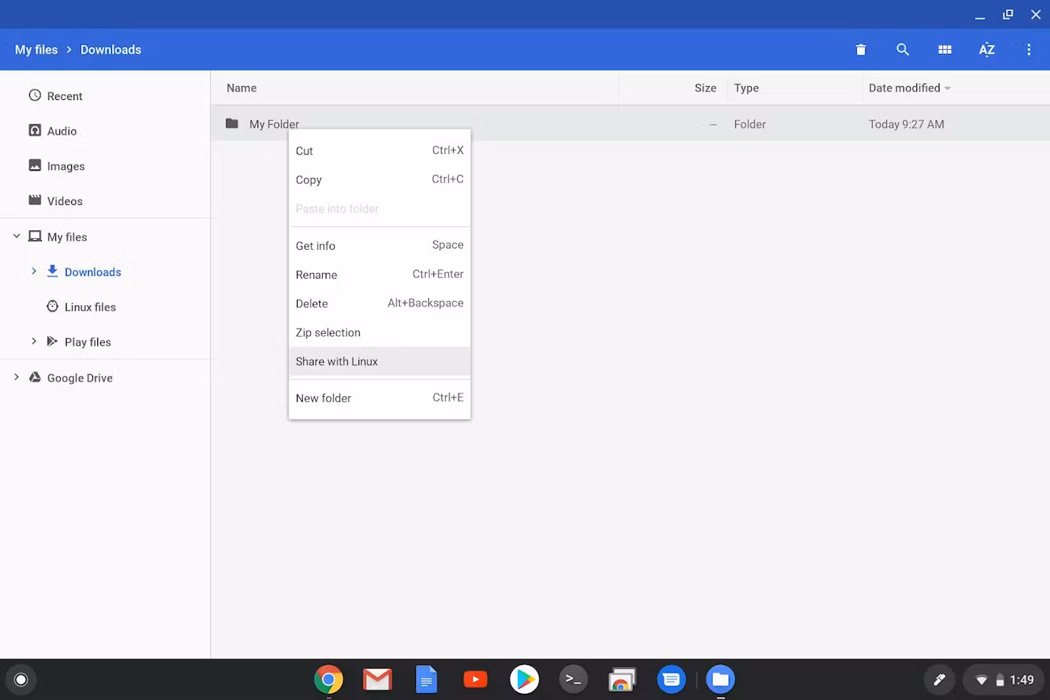Mit der rechten Maustaste auf ein Verzeichnis klicken, um es auszuwählen 