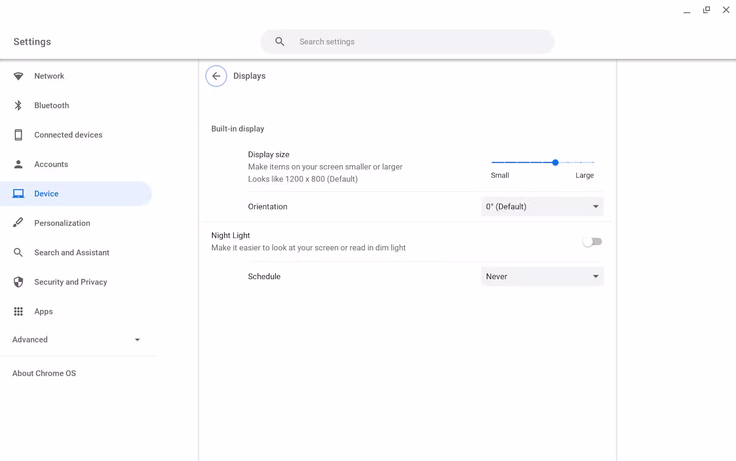 Suwak „Rozmiar interfejsu” w ustawieniach