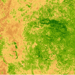 MODIS/MCD43A4_006_NDVI のサンプル画像