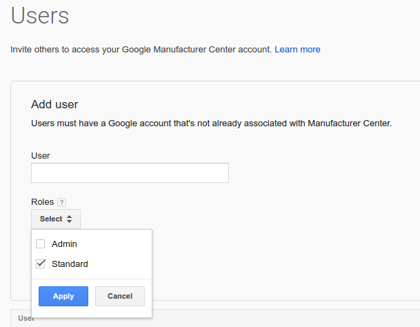 Add service account user page screenshot.