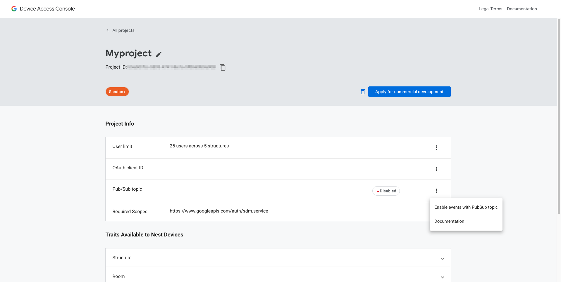 Información del proyecto de Acceso a dispositivos