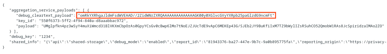 depurar payload de texto não criptografado do reportbody