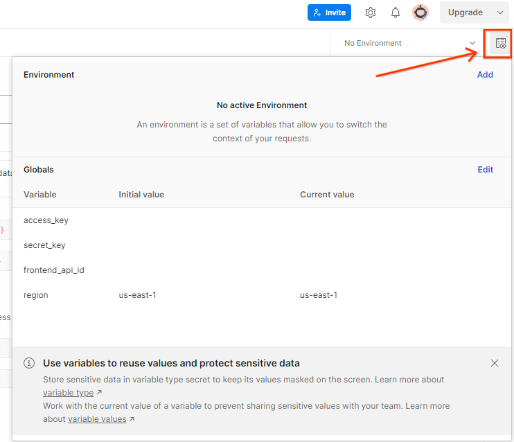 Postman Environment のクイックルック