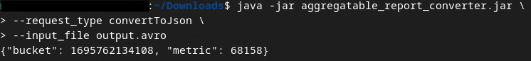 ไฟล์สรุป Avro ที่แปลงเป็น JSON