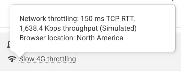 Screnshot of the throttling information tooltip.
