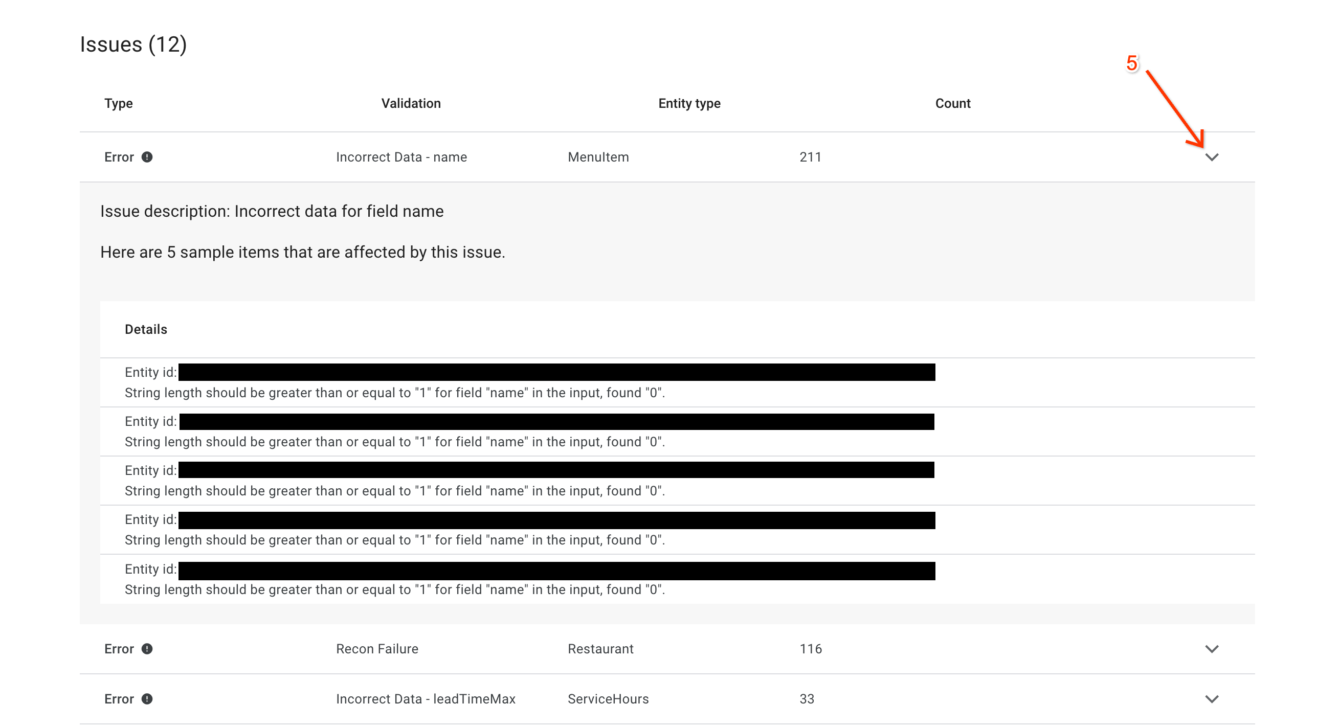 Detailed Batch Feed
Errors