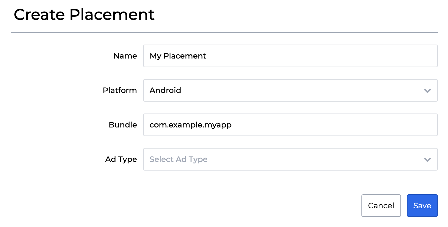 Create Android Placement