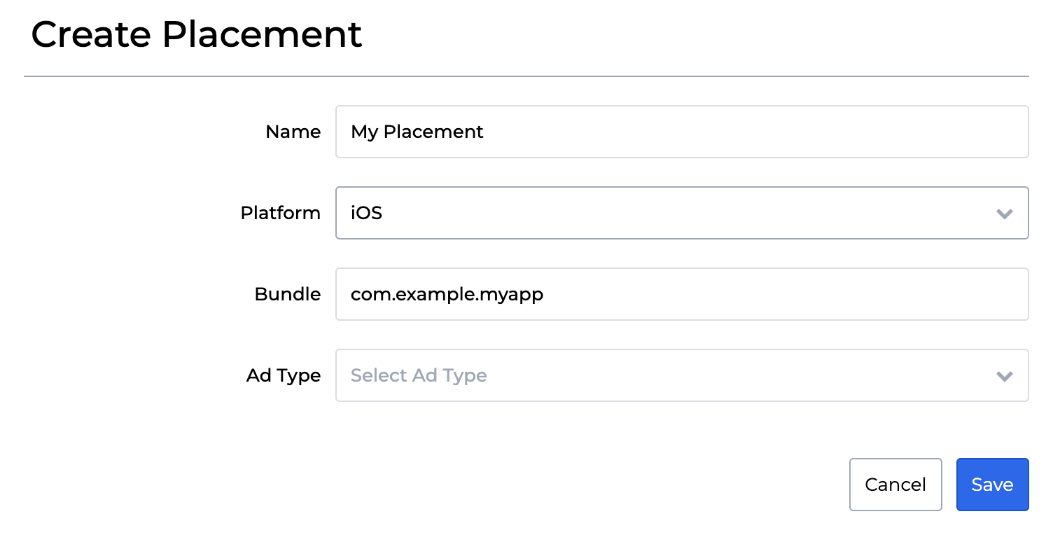 Create iOS Placement