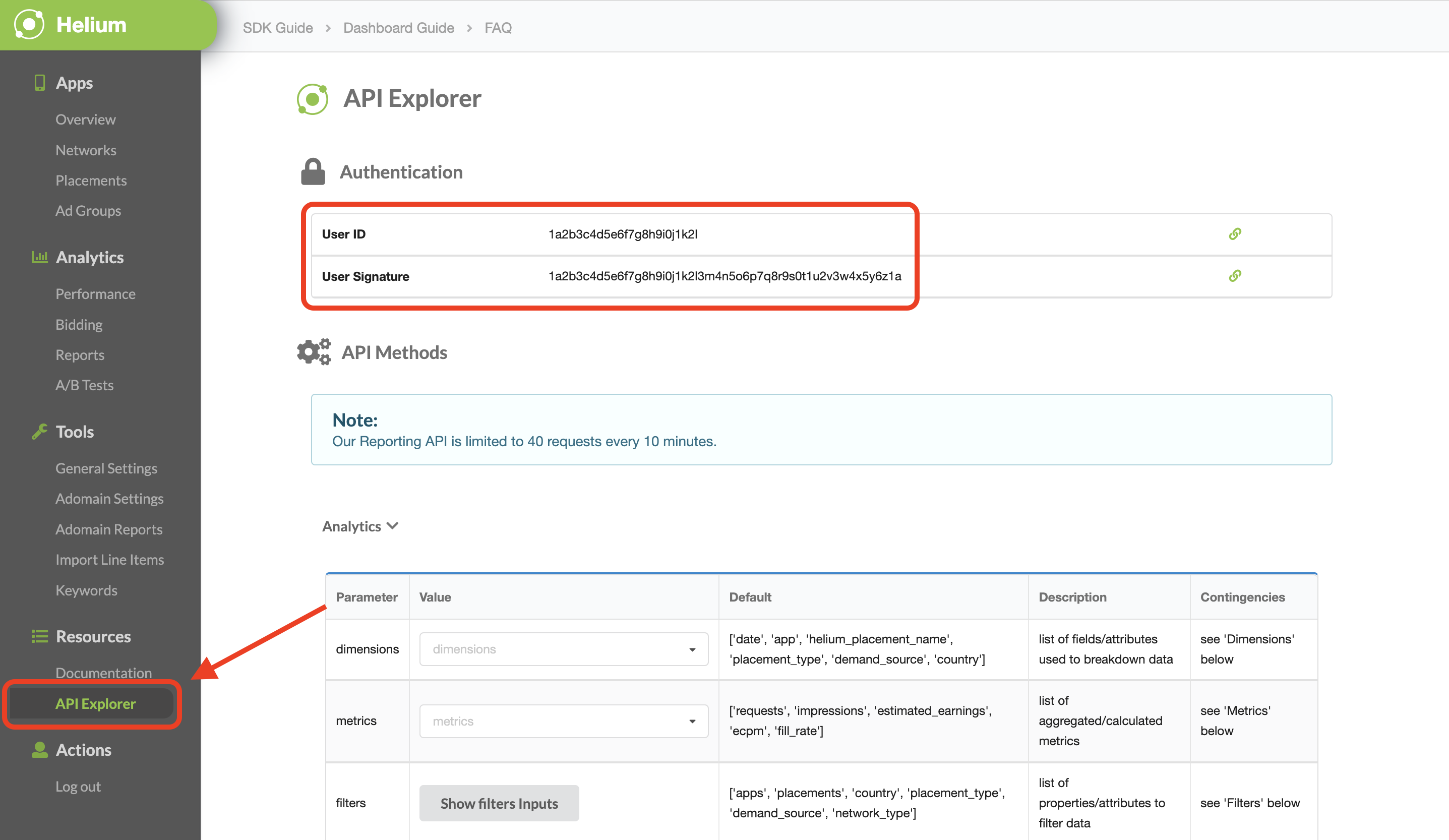 API Explorer Chartboost