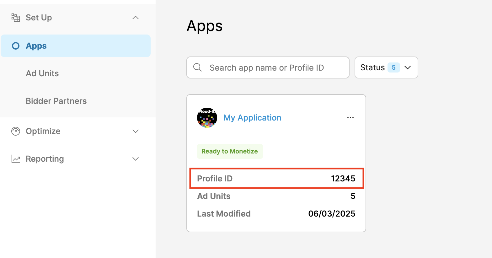 รหัสโปรไฟล์แอป