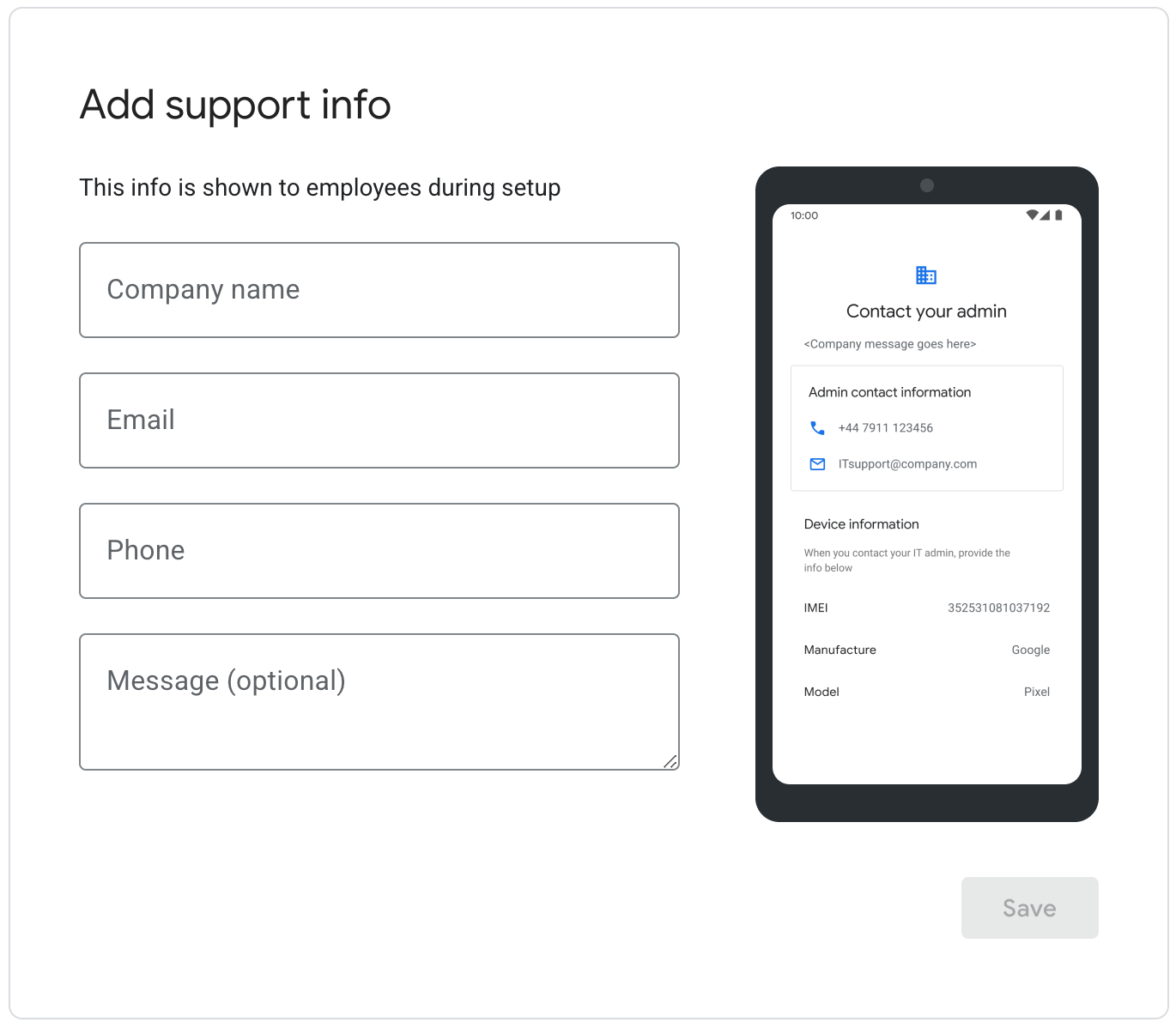 zero-touch iframe support information screen