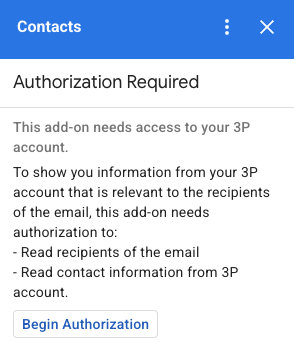 scheda di autorizzazione di servizio non Google