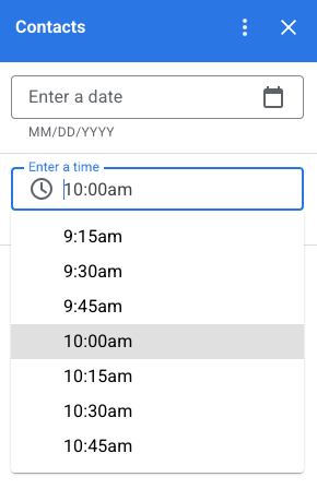 time picker selection example