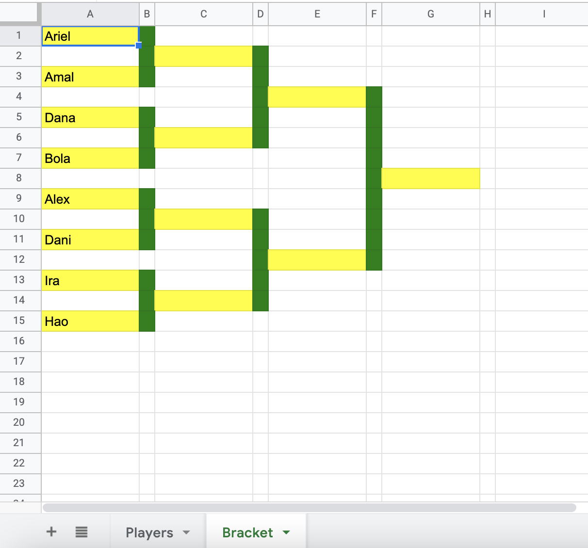 Capture d&#39;écran d&#39;une table de tournoi