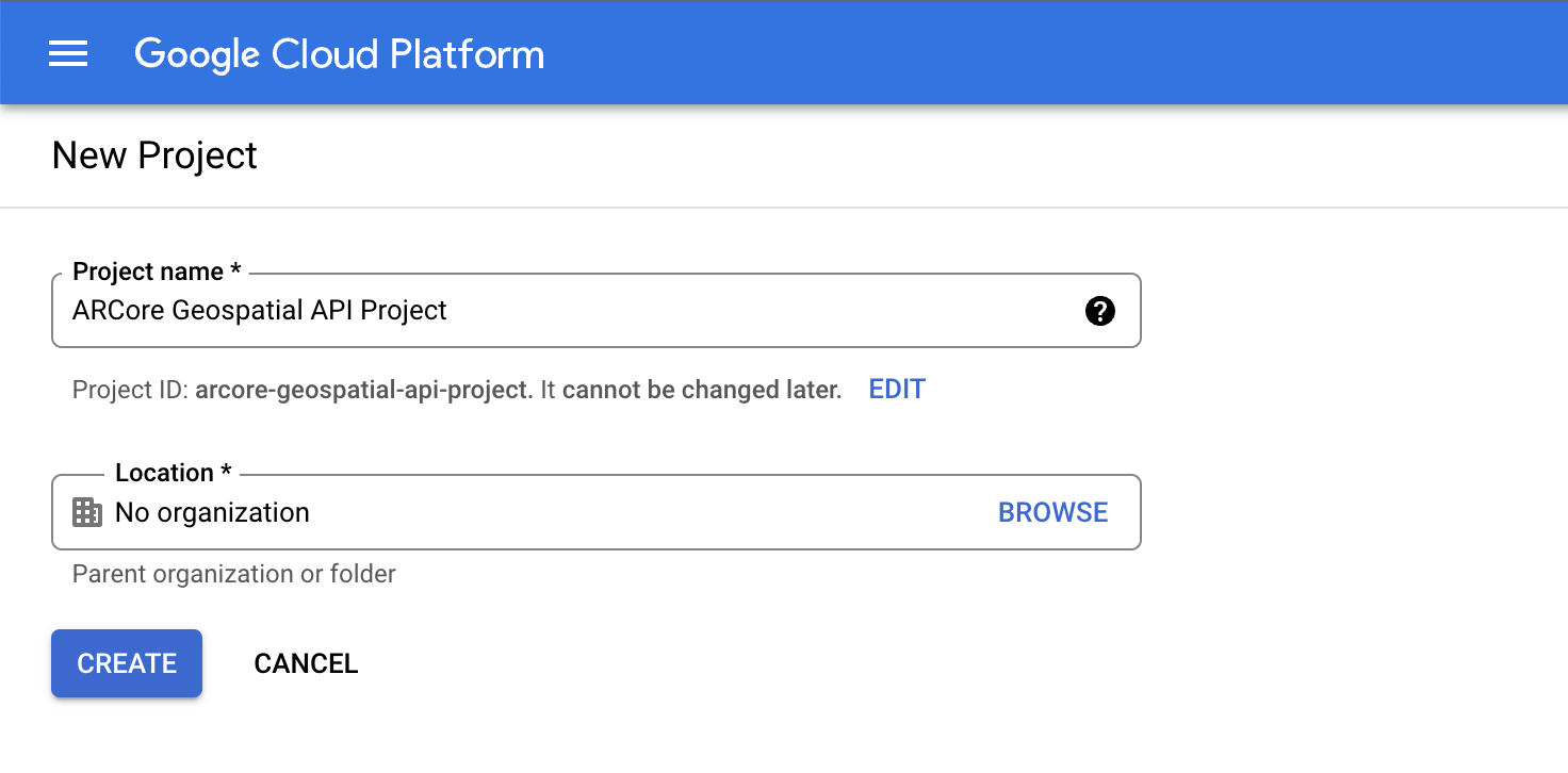 Создайте проект в Google Cloud.