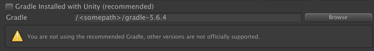 Screenshot Alat Eksternal, panel Android yang menampilkan jalur Gradle yang ditentukan secara manual.