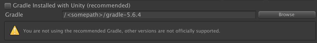 外部工具 (Android) 窗格螢幕截圖，顯示手動指定的 Gradle 路徑。