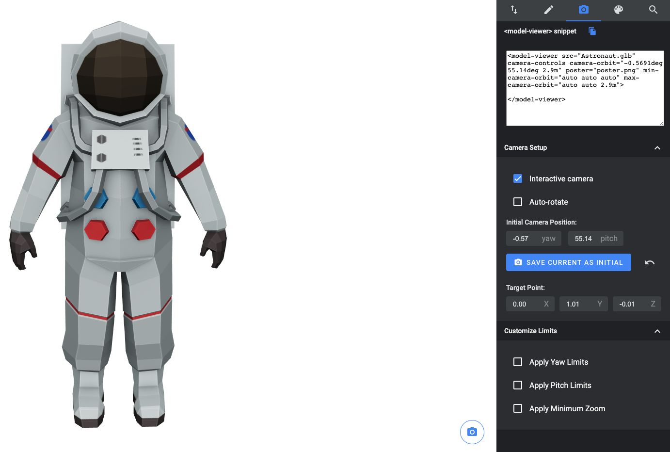Captura de pantalla del editor de modelos