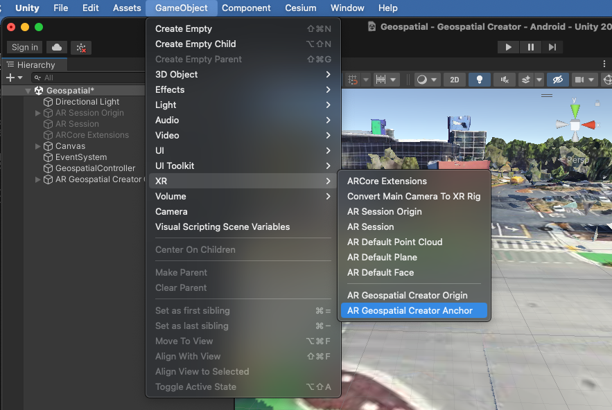 Добавьте привязку геопространственного создателя Add the Geospatial Creator Anchor