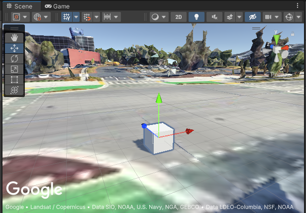 Cube プリミティブを使用した Geospatial Creator Anchor