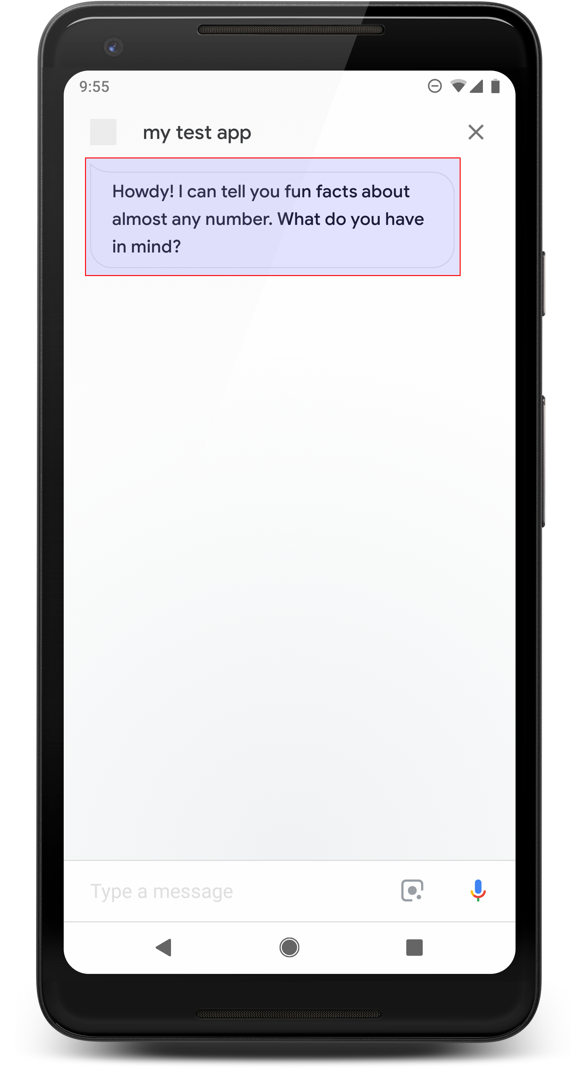 Exemplo de uma resposta simples em um dispositivo móvel
