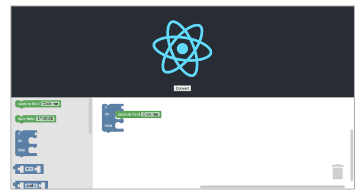 Screenshot contoh blockly-react