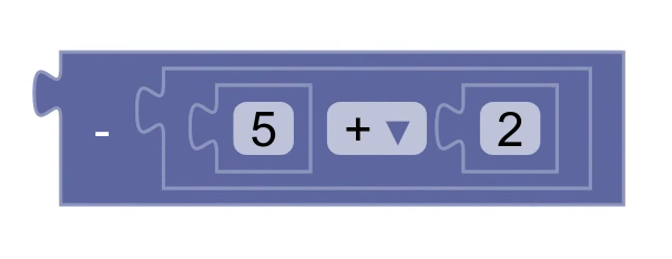 בלוקים שמייצגים -(5 + 2)