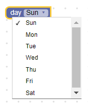 Campo desplegable con los días de la semana