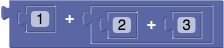 Bloques de suma anidados: 1 + (2 + 3).
