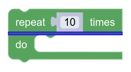 یک بلوک تکراری با فاصله‌دهنده‌های ردیف با رنگ آبی مشخص شده است