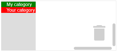 工具箱分為兩類。兩個類別標籤都是白色，但背景顏色不同。