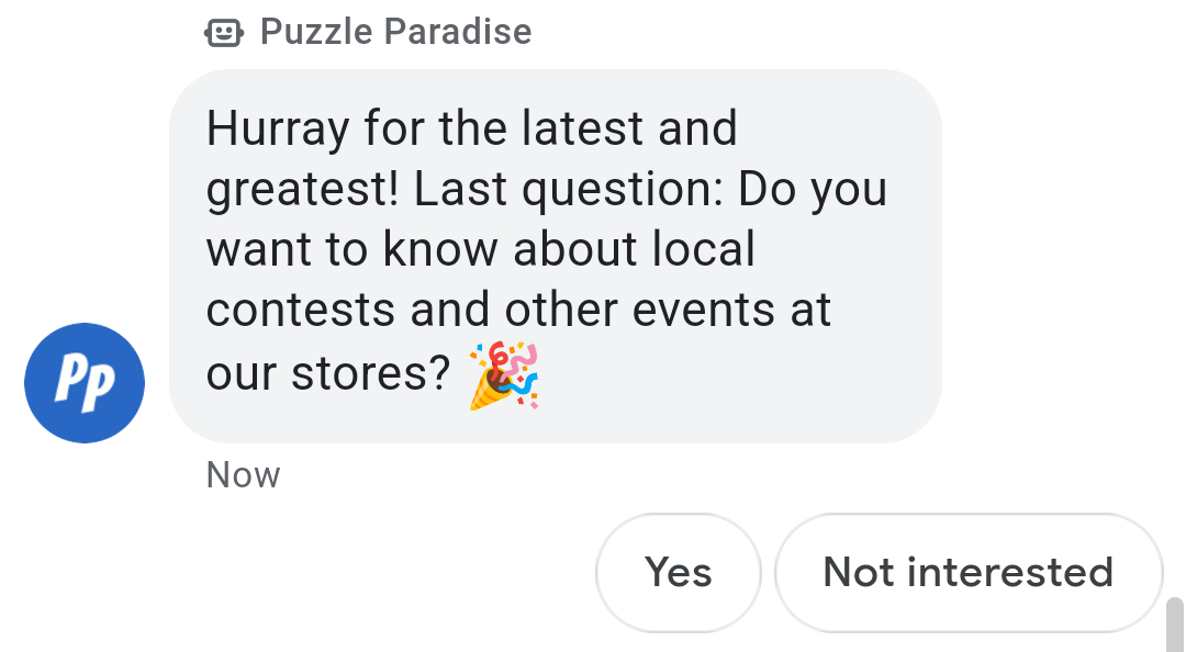 يسأل الوكيل ما إذا كان المستخدم مهتمًا بالأحداث المحلية.