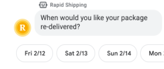 Сообщение от агента Rapid Shipping с предложениями по датам доставки