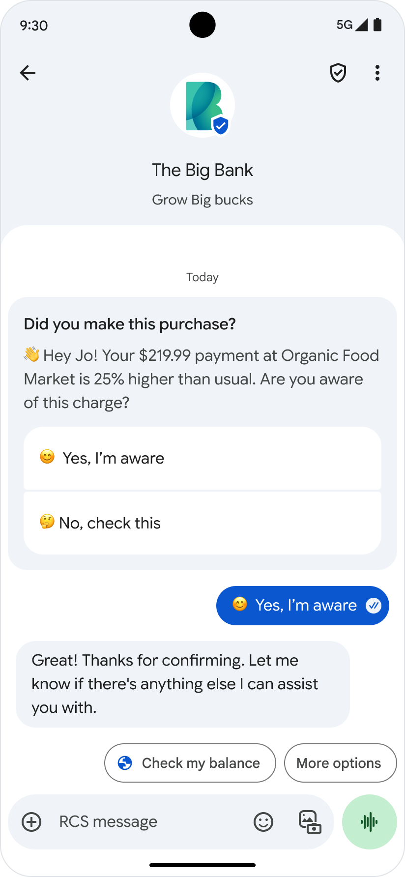 Message with suggested replies