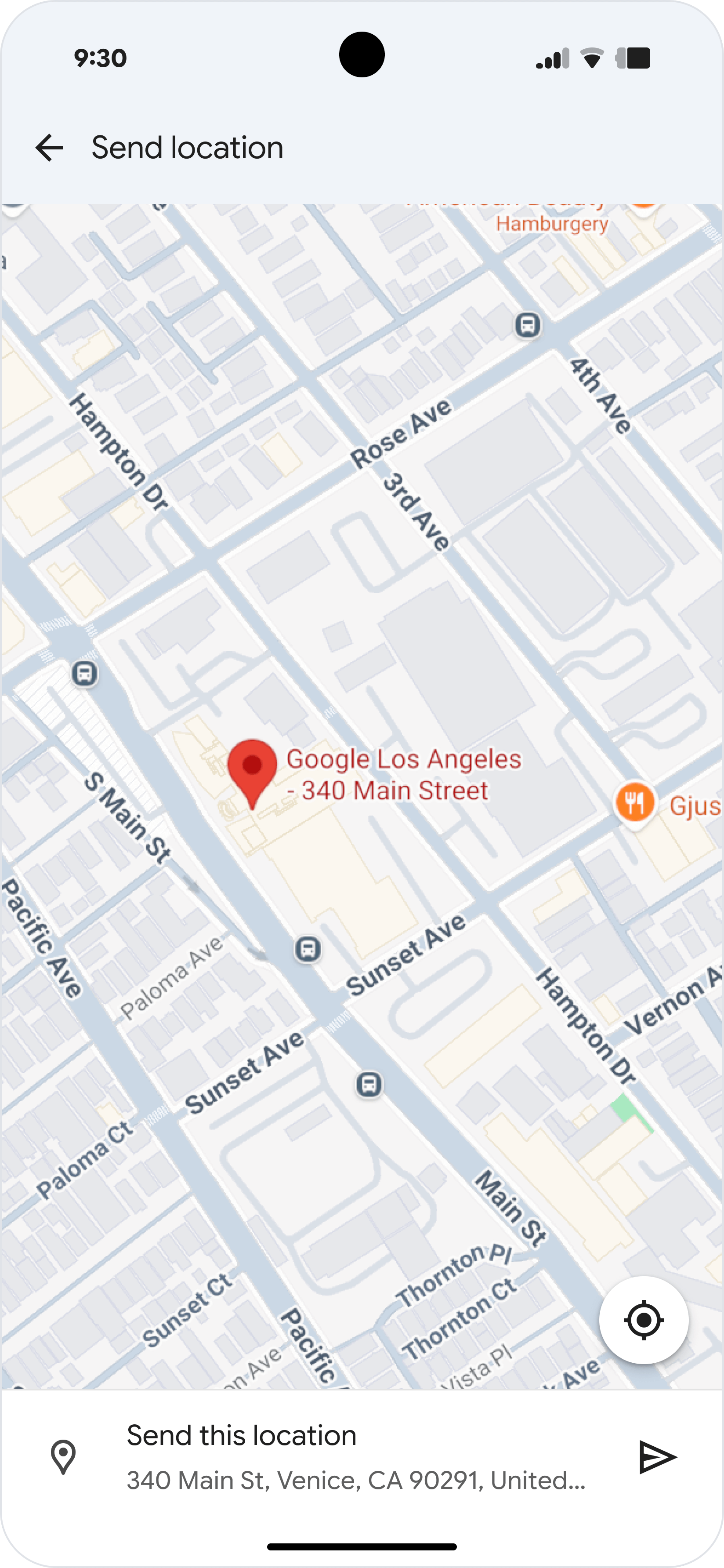 Google Mesajlar'da bir temsilciye konum gönderen kullanıcı