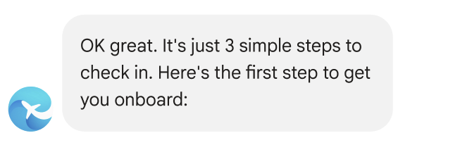 메시지 상태: 좋습니다. 간단한 3단계만 거치면 됩니다. 온보딩을 위한 첫 번째 단계입니다.