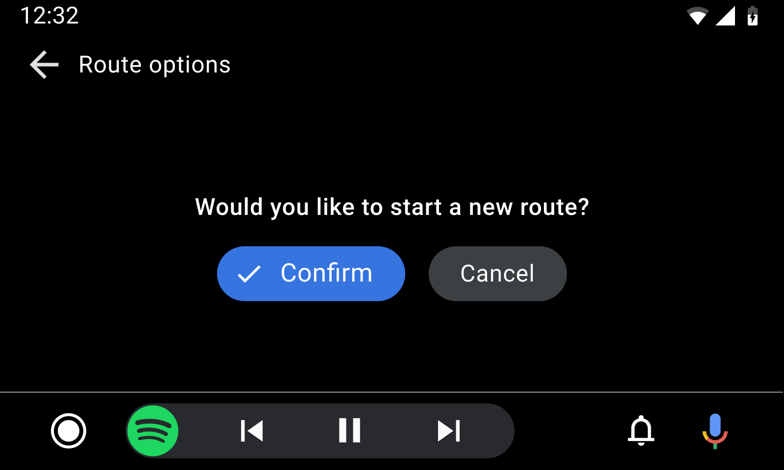Plantilla de mensajes con dos botones en Android Auto