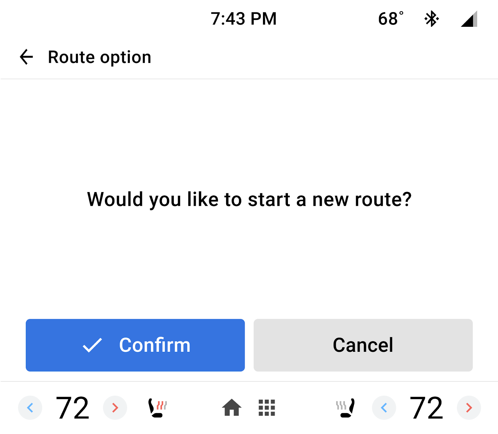 Exemple de personnalisation pour les OEM avec un bouton de confirmation à gauche de l'écran et des couleurs standards