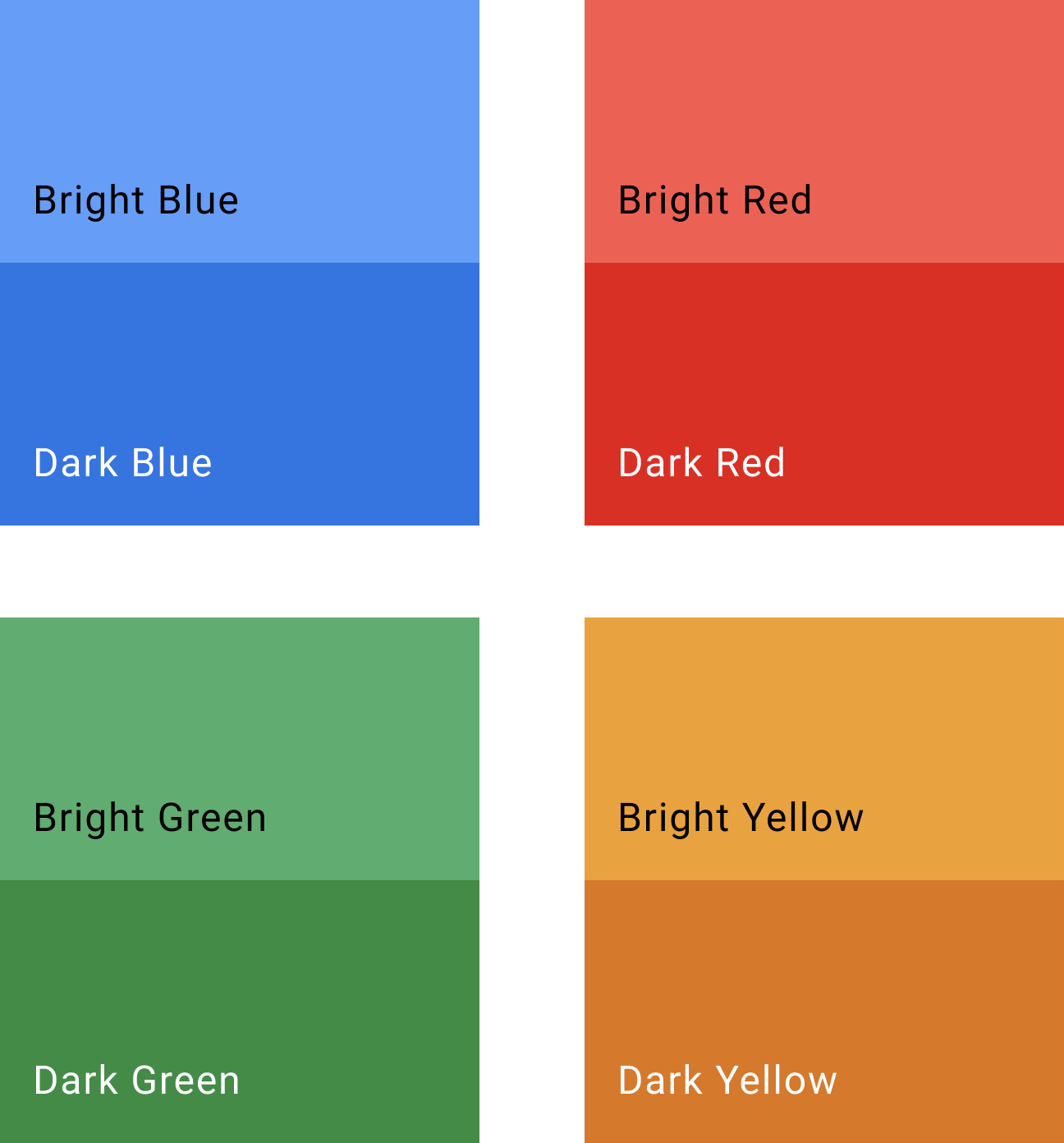 Diagramme avec les quatre couleurs standards disponibles