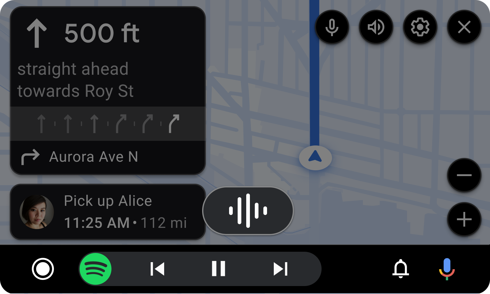 Navigation template with voice input icon