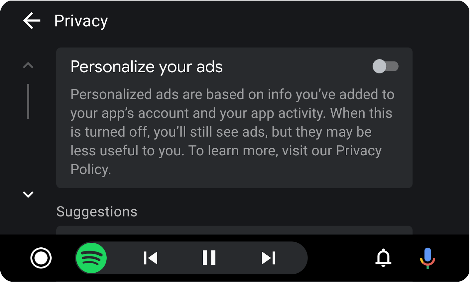 示例:在用户停车后显示更多文字