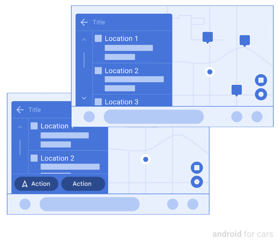 Wireframes of the Map template