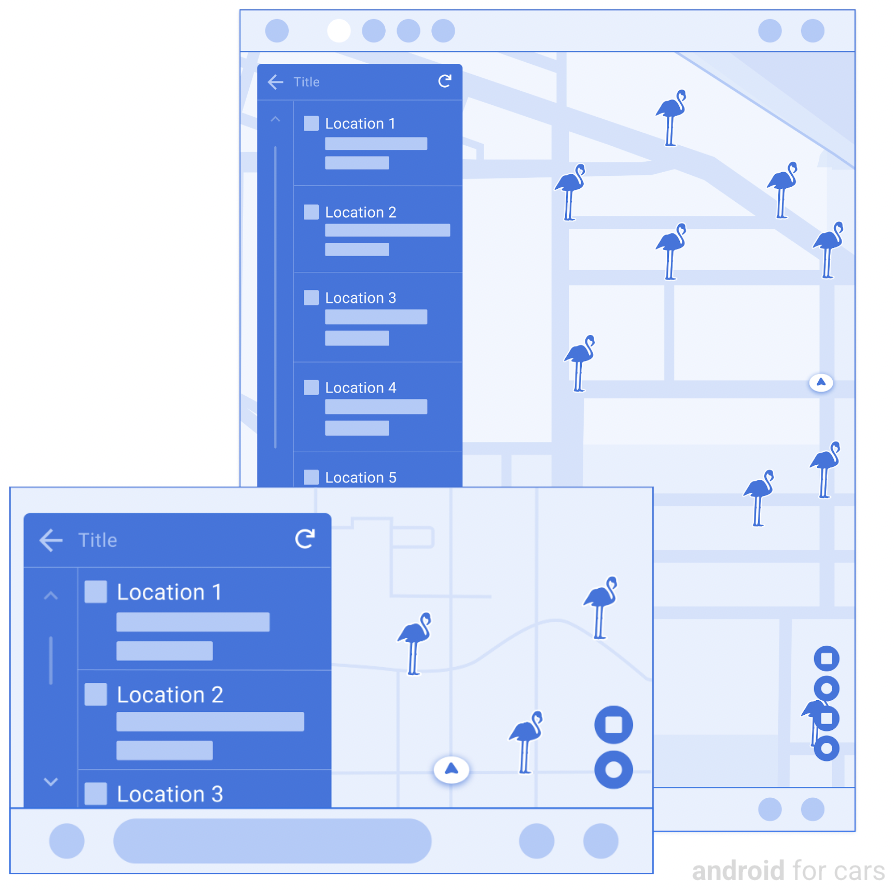 Wireframes der Vorlage für die Ortsliste (Navigation)