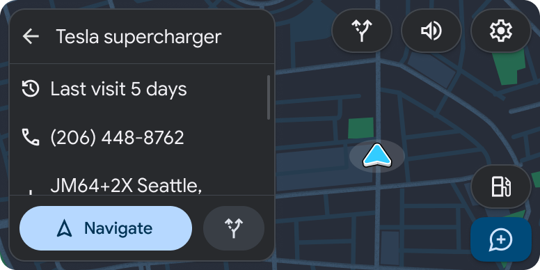 Map + Content template with embedded Pane template with details about the location and primary and secondary buttons