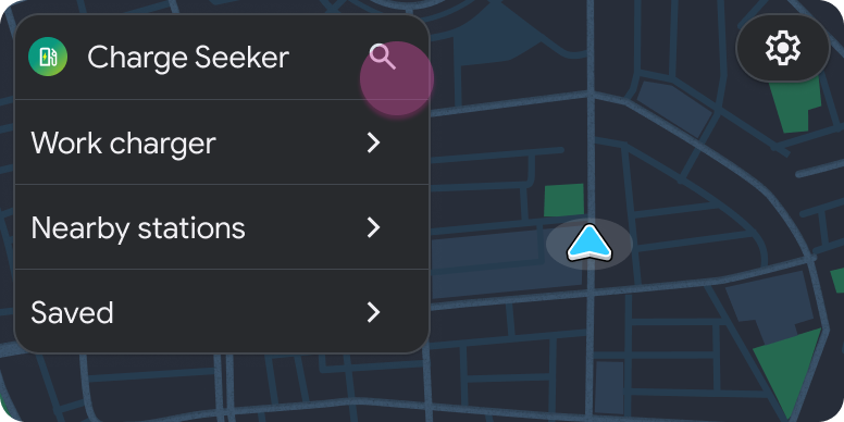 Modelo de lista incluído no modelo Mapa + Conteúdo com carregador de trabalho, Estações próximas e sublistas salvas