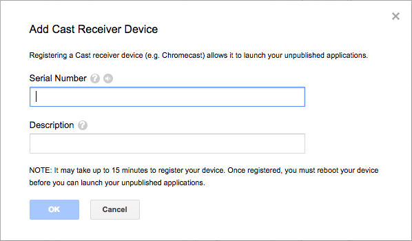 Imagem da caixa de diálogo &quot;Add Cast Receiver Device&quot;