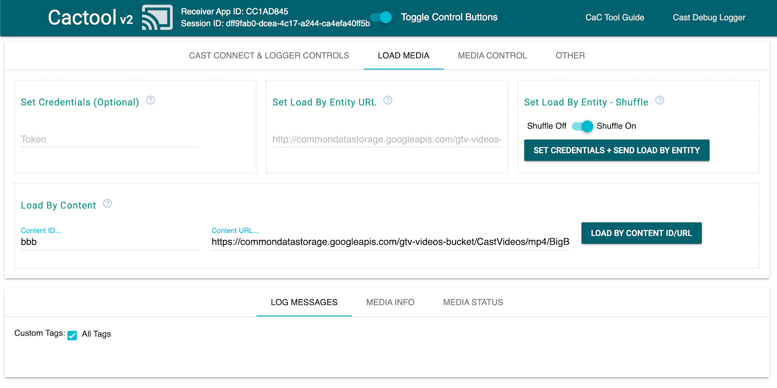 Command and Control (CaC) 工具的「Load Media」分頁圖片